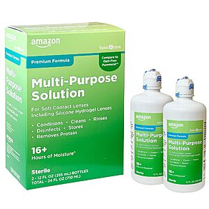 [Select Accounts] 2-Pk 12-Oz Amazon Basic Care Multi-Purpose Contacts Solution $8.17 w/ S&S + Free Shipping w/ Prime or on $35+