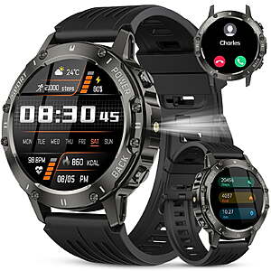 Tikland Smart Watch for Men Answer/Make Call for Android iPhone, 1.39" AMOLED HD Screen Mens Luxury Watch 114 Sports Modes, 400mAh Rugged Smartwatch Pedometer $18.66