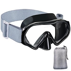 Aegend Adult/Youth Anti-Fog Diving Mask w/ Quick-Dry Knit Comfort Strap & Mesh Storage Bag (Grey, Black, or White) $4.99 + Free Shipping w/ Prime or on $35+