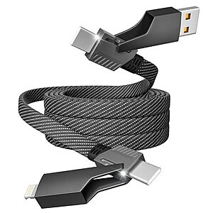 [AC] $5.99* | 4-in-1 Firsting up to 65W USB-A/C to USB-C/Lightning Charging Cable at Amazon