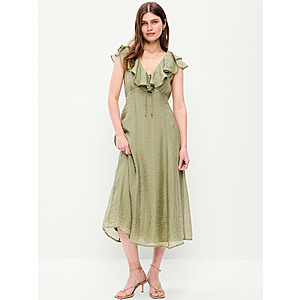 Ruffle-Sleeve Fit & Flare Midi Dress $9.97