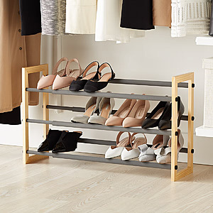 The Container Store 3-Tier Expandable Grippy Shoe Rack (Natural) $13.49 + Free Store P/U at The Container Store
