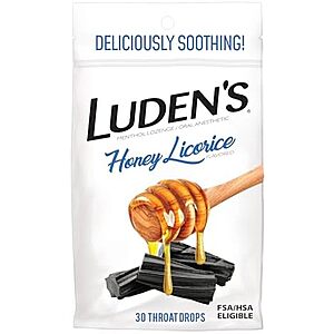 [SnS, AC] $2.20 | 30-Count Luden's Soothing Throat Drops (Honey Licorice) at Amazon