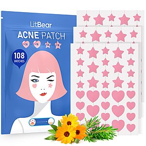[Prime] 108-Count LitBear Hydrocolloid Acne Patches w/ Tea Tree Oil & Centella (Pink or Black) $3.32 + Free Shipping
