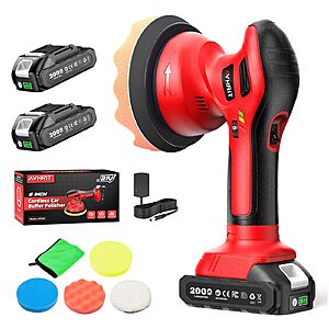 Prime Members: Avhrit 6" Cordless 6-Speed Dual Action Car Buffer Polisher Kit w/ 2x 21V 2.0Ah Batteries $32.49 + Free Shipping