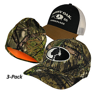 3-PACK: Mossy Oak Headwear, Caps, Beanies $13 + Free Shipping