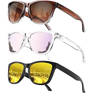 3-Pack QALLY Men's or Women's Polarized Square Sunglasses $9.49 ($3.16 each) + Free Shipping w/ Prime or on $35+