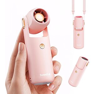 4.9" SWEETFULL Rechargeable Mini Handheld Fan w/ 5 Speeds (Pink) $7.99 + Free Shipping w/ Prime or on $35+