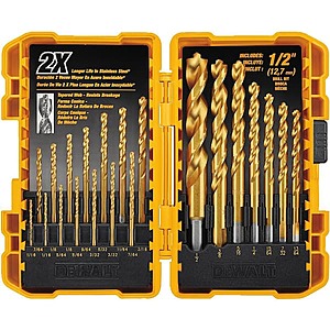 21-Piece Titanium Nitride Coated Pilot Point Drill Bit Set w/ Case (DW1361) $20.98 + Free Shipping