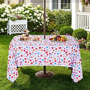 [Prime] 84"x60" Eternal Beauty Waterproof Tablecloth w/ Umbrella Hole Zipper $7.98 + Free Shipping