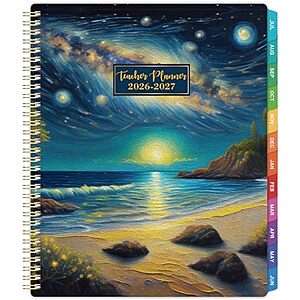 Pinchoco 9" x 11" Teacher Lesson Planner 2026-2027 w/ Back Pocket & Colorful Tabs (Black) $3.99 + Free Shipping w/ Prime or on $35+