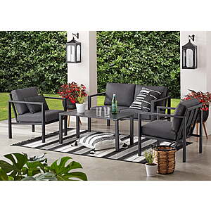 Mainstays Dashwood 4-Piece Outdoor Patio Conversation Set, Seats 4, Gray, $248, FS, Walmart
