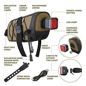 Swiss Tech Bicycle Rechargeable Tail Light & Under Saddle Bag Combo, $19.96, FS WM+, Walmart