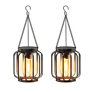 2-Pack Bonlion Metal Solar Hanging Lanterns w/ Hook (Bright Warm) $16.79 + Free Shipping w/ Prime or on $35+