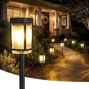 8-Pack HMDecor Solar Pathway Lights w/ 3 Brightness Modes & IP65 Waterproof (Warm White) $20.99 + Free Shipping w/ Prime or on $35+