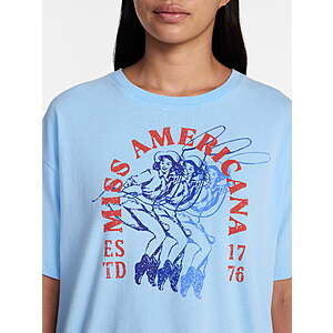 $3.96 WALMART+ FS  TWO Styles to choose from Women's Graphic Cotton Tee with Short Sleeves from Way to Celebrate, Sizes XXS-XXL