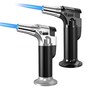 2-Pack GESPERT Refillable Butane Torch w/ Safety Lock & Adjustable Flame (Black&Silver) $12.49 + Free Shipping w/ Prime or on $35+