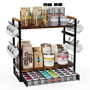 3-Tier Couwilson 32 pod Coffee Bar Station Organizer w/ Drawer $12.78 + Free Shipping w/ Prime or on $35+