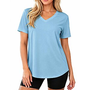 MAPICK Women's Short Sleeve Tee Casual Loose Fit V Neck Shirt (Various) $4.99 + Free Shipping w/ Prime or on $35+