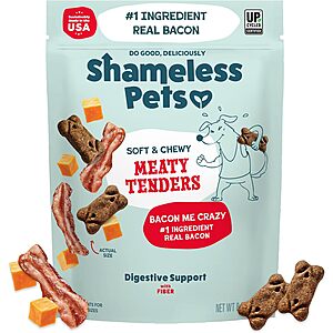8-Oz Shameless Pets Bacon Me Crazy Meaty Tenders Soft Dog Treats (Bacon) $2.79 w/ S&S + Free Shipping w/ Prime or on $35+