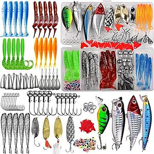 108-Piece VOOGLASS Fishing Lures Tackle Kit Set $6.99 + Free Shipping w/ Prime or on $35+