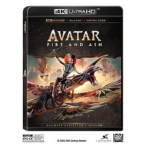 Avatar: Fire and Ash (4K UHD + Blu-ray + Digital) $24.99 + Free Shipping w/ Prime or on $35+