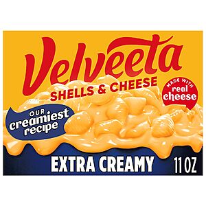11-Oz Velveeta Extra Creamy Shells & Cheese $1.89 w/ S&S + Free Shipping w/ Prime or on $35+