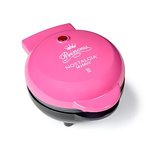 $12.99: Nostalgia MyMini Princess Icons Shape Electric Waffle Maker, 5-Inch Non-Stick Griddle, Pink