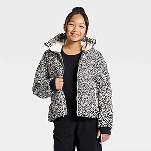 All In Motion Girls' Leopard Print Water-Resistant Coat Puffer Jacket from $13 + Free Shipping