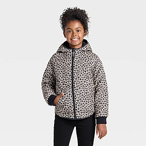 Cat & Jack Girls' Leopard Printed Reversible Puffer Jacket from $11.55 + Free Shipping