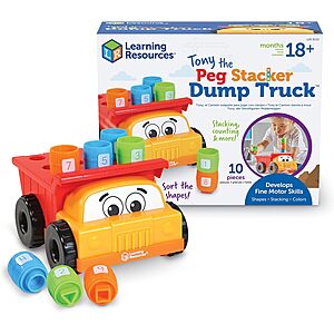 Learning Resources Tony the Peg Stacker Dump Truck 10-Piece Fine Motor Skills Toy $10.99 + Free Shipping w/ Prime or on $35+