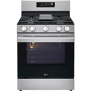 LG - 30-in Wide 6.3 Cu. Ft. Freestanding Gas True Convection Smart Range with 5 Burners, Air Fry and UltraHeat 20K Burner - Stainless Steel $999.99 Bestbuy.com