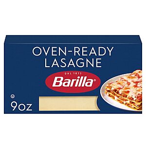 [Prime] Barilla Oven-Ready Lasagna Pasta (9-Ounce) $2.35 w/ S&S + Free Shipping w/ Prime or on $35+