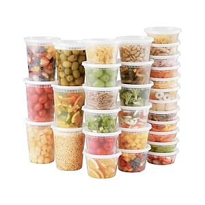 48-Pack AOZITA Plastic Deli Containers w/ Lids Variety Pack (8-Ounce, 16-Ounce & 32-Ounce) $14.99 + Free Shipping w/ Prime or $6 Fee per Order