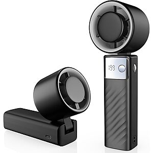 YOSHENMO Rechargeable Handheld Turbo Fan (Light Black) $6.57 + Free Shipping w/ Prime or on $35+