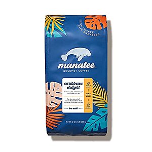 [NEW, SnS] $13.30 | 32-Oz Manatee Gourmet Coffee Whole Bean, Medium Roast (Caribbean Delight) at Amazon