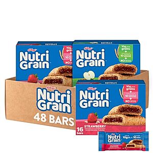 [SnS, AC] $9.98** | 48-Count Nutri-Grain Soft Baked Breakfast Bars (Strawberry & Apple Cinnamon) at Amazon