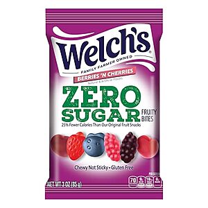 [NEW, AC] $1.92 | 3-Oz Welch's Zero Sugar Fruity Bites (Berries 'N Cherries) at Amazon