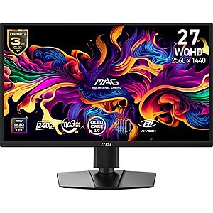 $349.99* | 27" MSI MAG 272QP QD-OLED X24 1440p 240Hz QD-OLED Gaming Monitor at Amazon