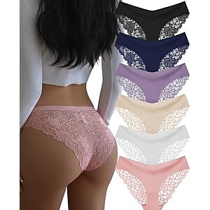 $7.98* | 6-Pk DHFBABY Seamless Lace Bikini Brief Panties (Assorted Colors) at Amazon