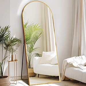 $38.99 - DUMOS 64"x21" Arched Full Length Floor Mirror, Gold