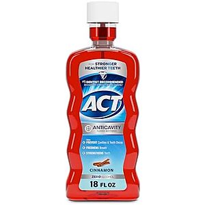 18-Ounce ACT Anticavity Fluoride Rinse (Cinnamon) $2.18 w/ S&S + Free Shipping w/ Prime or on $35+