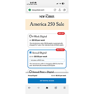 New Yorker Magazine digital 0.50 per week plus free tote $26
