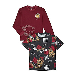 2-Pack Boys Character Graphic Short Sleeve and Long Sleeve Tees, Naruto, Five Nights at Freddys, Lanky Box, Sonic, Superman $2.93