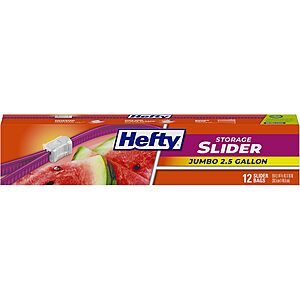 12-Count 2.5-Gallon Hefty Slider Jumbo Storage Bags $2.85 w/ S&S + Free Shipping w/ Prime or on $35+