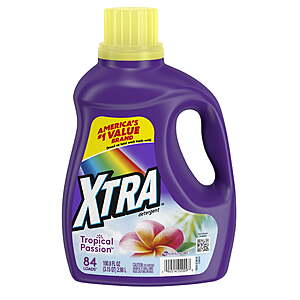 $4.97 FS WALMART+ or Pick Up Xtra Tropical Passion, 84 Loads HE Liquid Laundry Detergent, 100.8 fl oz