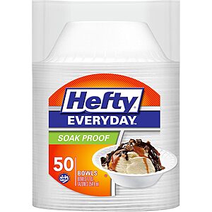 50-Count 12-Oz Hefty Everyday Soak-Proof Foam Bowls $2.38 w/ S&S + Free Shipping w/ Prime or on $35+