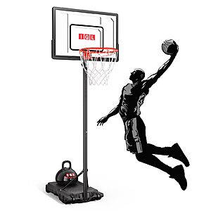 IGL Kids Basketball Hoop Outdoor Adjustable, 33 Inch Portable Basketball Goal with PC Backboard, Fillable Base & 40 lb Weight Ball for Backyard & Driveway $89.99
