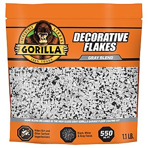 $13.80: Gorilla Garage Floor Coating Decorative Flakes – Gray, Black & White Blend(1.1Lb) at Amazon