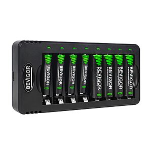 8-Ct BEVIGOR Rechargeable w/ 8 Bay Smart Charger $10 @ Amazon